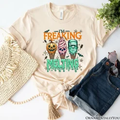 I’m Melting Frankenstein T-Shirt, Funny Ice Cream Halloween Tee for Summer Spooky Season