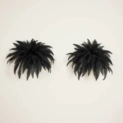 48in. Artificial Halloween Black Boston Fern - Set of 2