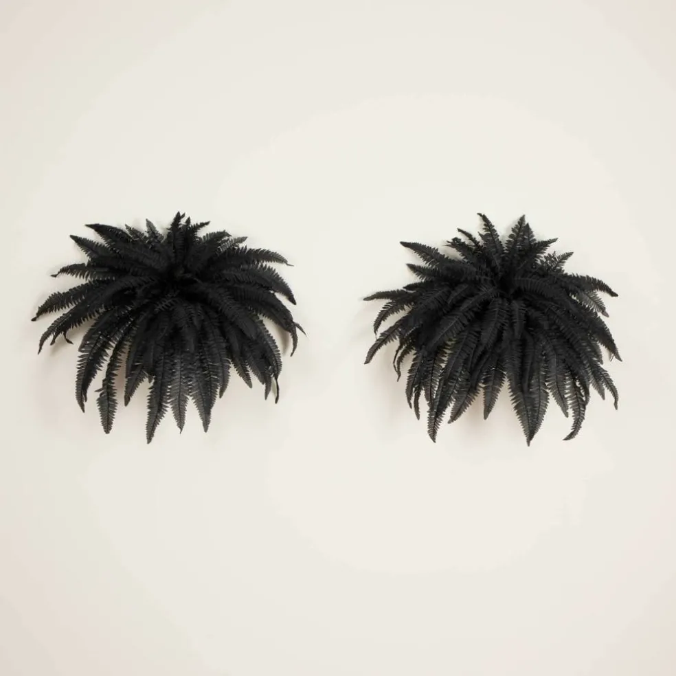 48in. Artificial Halloween Black Boston Fern - Set of 2