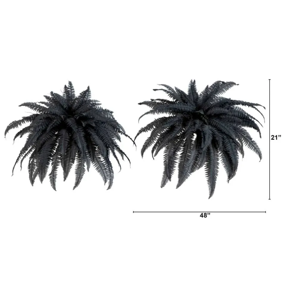 48in. Artificial Halloween Black Boston Fern - Set of 2