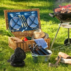 2-in-1 Camping Fan with LED Lantern, Battery Operated Tent Fan with Hanging Hook