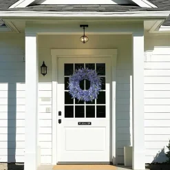 26 Inch Artificial Lavender Eucalyptus Wreath, Large Purple Faux Floral Wreath for Front Door Decor, Realistic Farmhouse Hanging Wreath for Porch Wall Window Indoor Outdoor Spring Summer Decoration