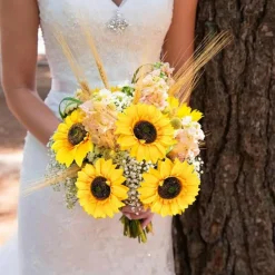 24.4 Inch Artificial Sunflowers, 12 Pcs Realistic Silk Sunflower Bouquet with Long Bendable Stems, Faux Yellow Flowers for Wedding Centerpieces, Fall Decor, Indoor Outdoor Home Garden Decoration