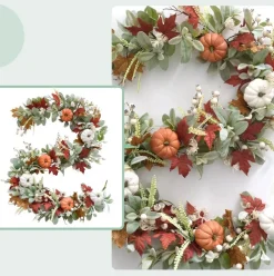 70-Inch Autumn Pumpkin Maple Leaf Garland