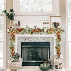 70-Inch Autumn Pumpkin Maple Leaf Garland