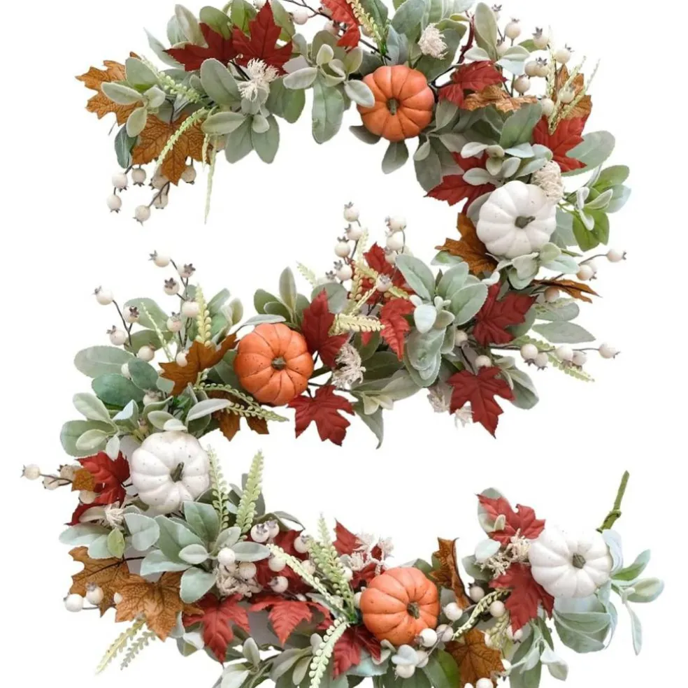 70-Inch Autumn Pumpkin Maple Leaf Garland