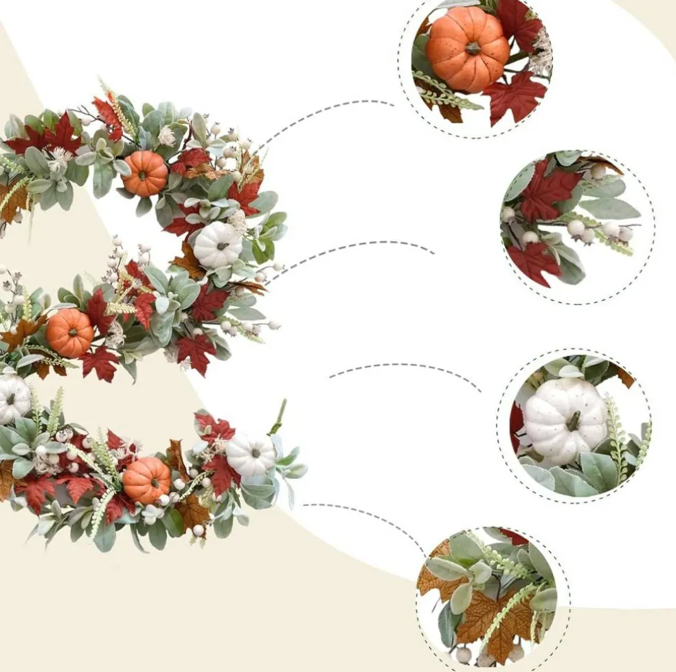 70-Inch Autumn Pumpkin Maple Leaf Garland