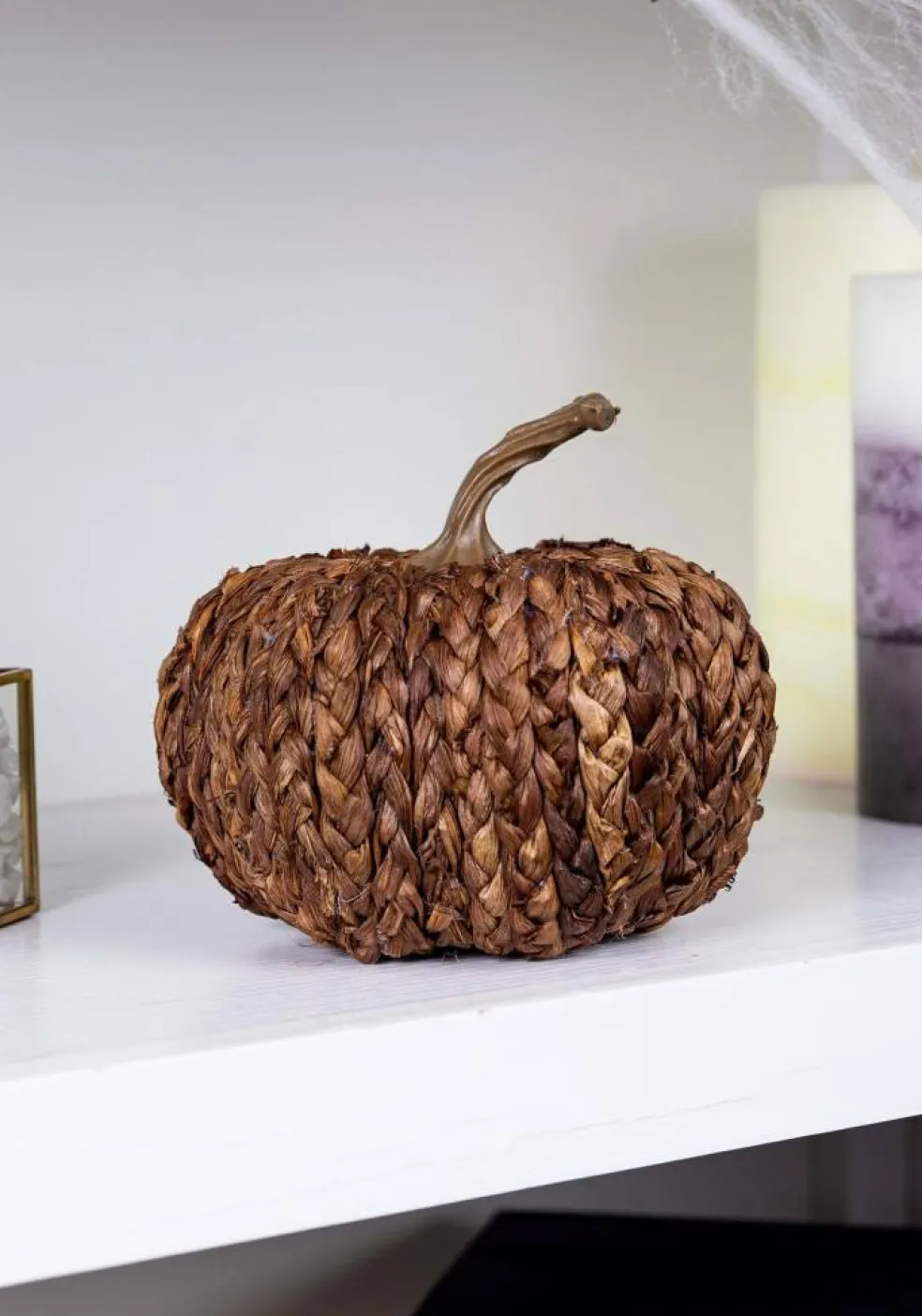 5-Inch Cornpeel Brown Pumpkin Decoration