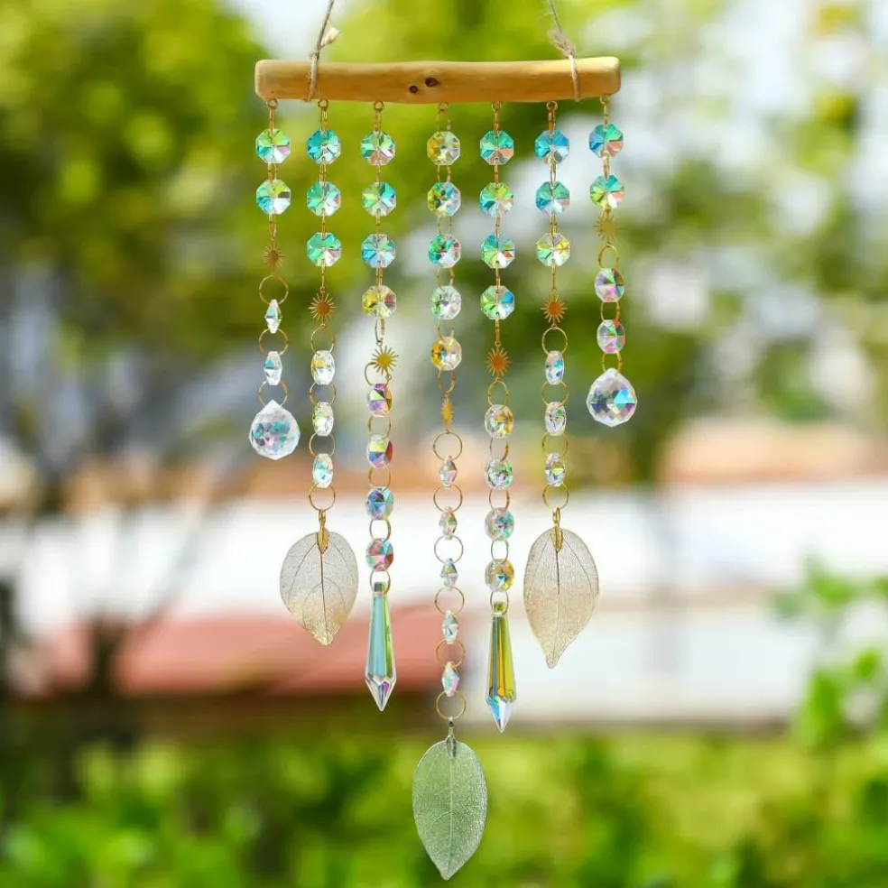 13inch Crystal Leaf Suncatcher for Window Hanging Rainbow Maker Sun Catcher