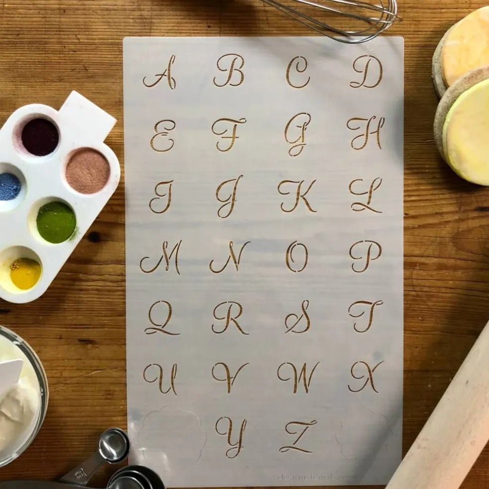 1-Inch Emily's Mini Monogram Cookie Stencil Set | C450 by Designer Stencils | Cookie Decorating Tools |