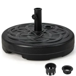22 Inch Fillable Heavy-Duty Round Patio Umbrella Base Stand with Metal Pole