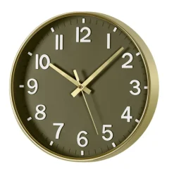 11.8 Inch Gold Frame Wall Clock, Non-Ticking Silent Quartz Clock with Easy-to-Read Large Numbers