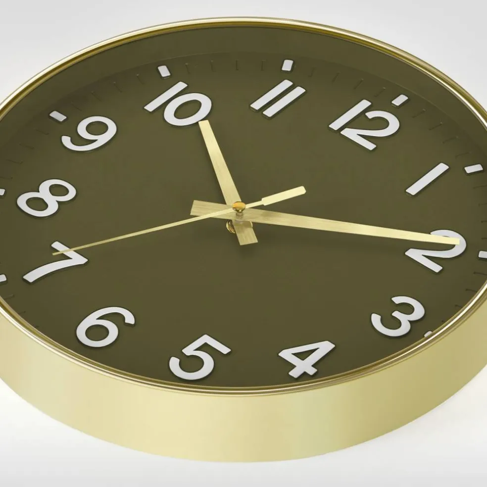 11.8 Inch Gold Frame Wall Clock, Non-Ticking Silent Quartz Clock with Easy-to-Read Large Numbers