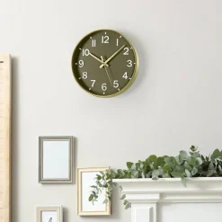 11.8 Inch Gold Frame Wall Clock, Non-Ticking Silent Quartz Clock with Easy-to-Read Large Numbers