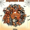 20-Inch Halloween Pumpkin Bow Door Wreath
