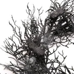 18 Inch Halloween Wreath with Spiders and Spider Webs, Black Front Door Wreath for Halloween Decorations, Spooky Holiday Party Decor for Indoor Outdoor Home