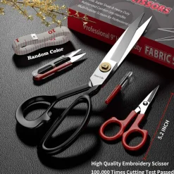 9 Inch Heady Duty Scissors for Fabric Cutting Professional Ultra Sharp Cloth Tailor Scissors Multipurpose Utility Dressmaker Leather Titanium Scissors (9Inch)
