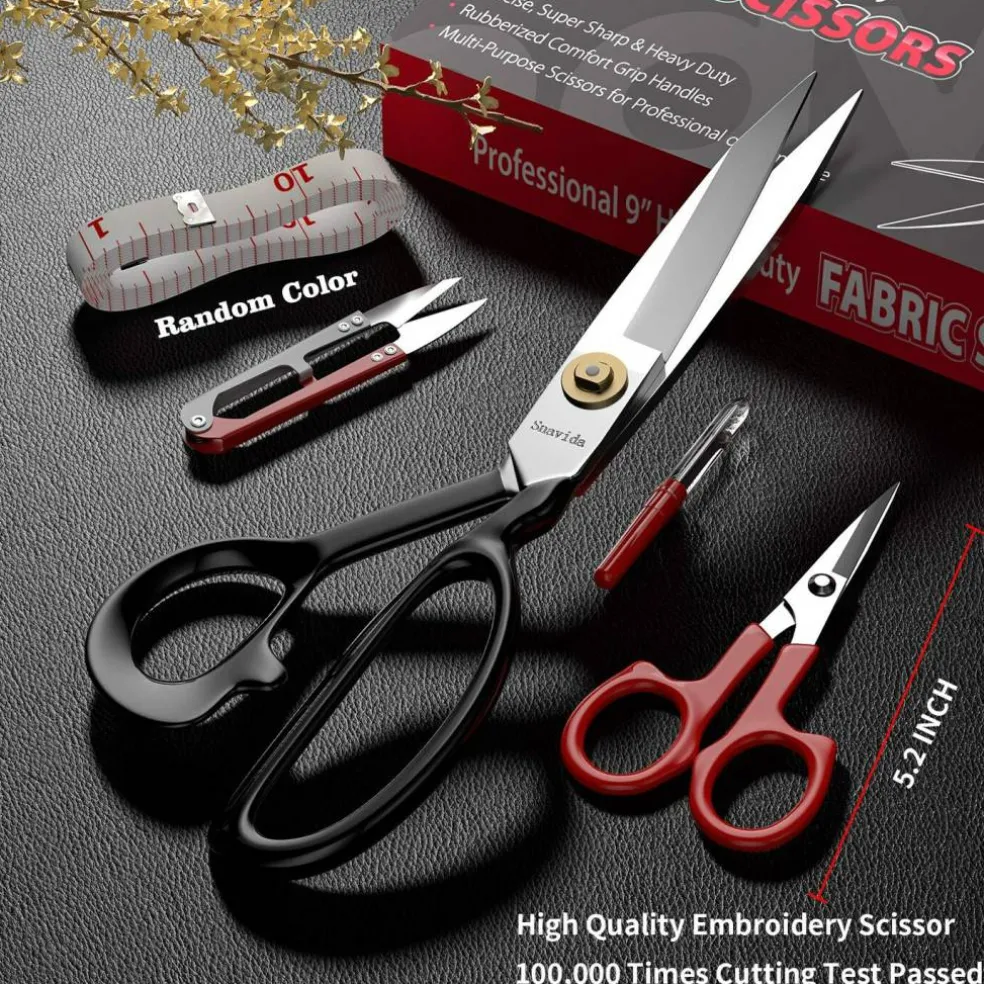 9 Inch Heady Duty Scissors for Fabric Cutting Professional Ultra Sharp Cloth Tailor Scissors Multipurpose Utility Dressmaker Leather Titanium Scissors (9Inch)
