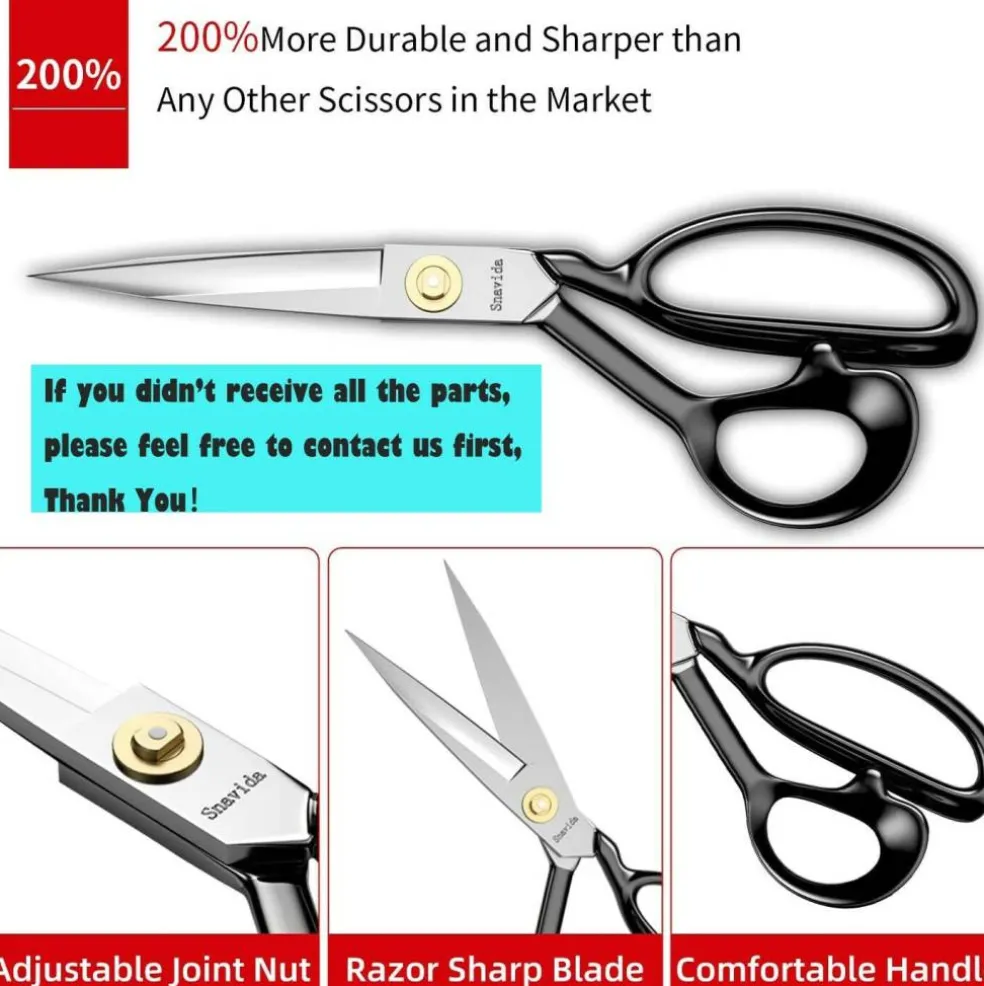 9 Inch Heady Duty Scissors for Fabric Cutting Professional Ultra Sharp Cloth Tailor Scissors Multipurpose Utility Dressmaker Leather Titanium Scissors (9Inch)