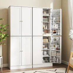 65.5 Inch Kitchen Pantry Cabinet 4-Door Storage Cupboard with Adjustable Shelves and Door Racks