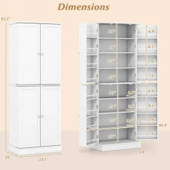 65.5 Inch Kitchen Pantry Cabinet 4-Door Storage Cupboard with Adjustable Shelves and Door Racks