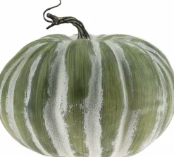 8.4 Inch Large Green Artificial Pumpkin, Faux Cushaw Foam Harvest Pumpkin with Realistic Stem, Fall Autumn Decor for Halloween Thanksgiving Christmas Party, Table Centerpiece & Home Decoration