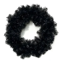 24 Inch LED Purple Prelit Black Crystal Pine Wreath