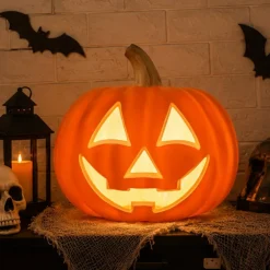 9 Inch Light-Up Misting Pumpkin Halloween Jack-O-Lantern