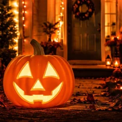 9 Inch Light-Up Misting Pumpkin Halloween Jack-O-Lantern