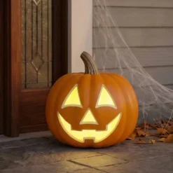 9 Inch Light-Up Misting Pumpkin Halloween Jack-O-Lantern