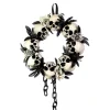 15 Inch Skulls Chains Gray Roses Halloween Wreath