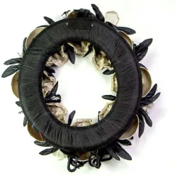 15 Inch Skulls Chains Gray Roses Halloween Wreath