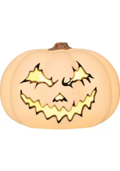 9-Inch Spooky Light Up White Pumpkin Decoration