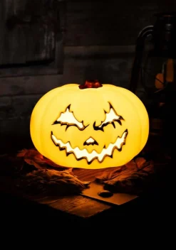 9-Inch Spooky Light Up White Pumpkin Decoration