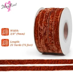 3/8 Inch Terracotta Crushed Velvet Ribbon Thin Cinnamon Vintage Fall Ribbon for Thanksgiving Halloween Flower Bouquet Gift Wrapping Wedding Invitations Crafts Christmas Decorations 25 Yards