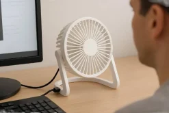 6-Inch USB Desk Fan Portable Quiet Adjustable Angle Home & Office White