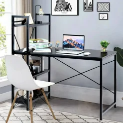 47.5 Inch Writing Study Computer Desk with 4-Tier Shelves