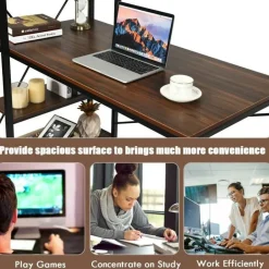 47.5 Inch Writing Study Computer Desk with 4-Tier Shelves