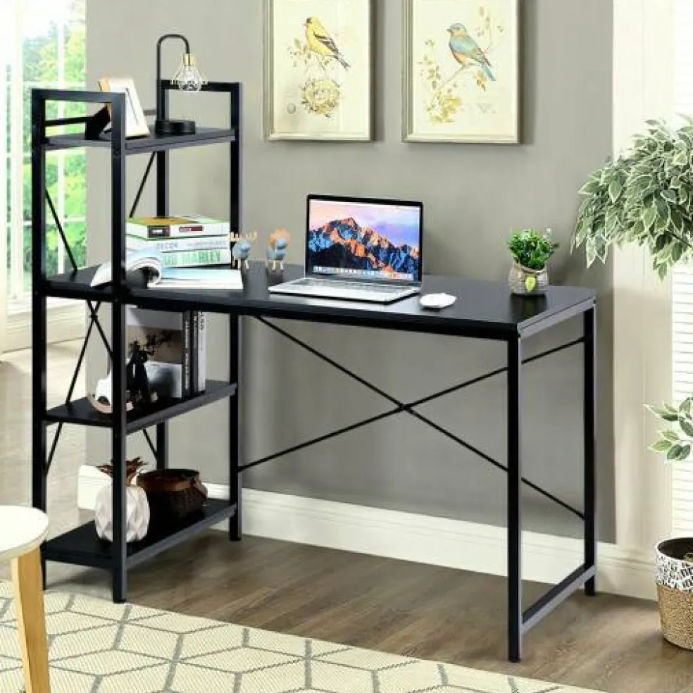 47.5 Inch Writing Study Computer Desk with 4-Tier Shelves
