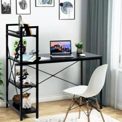 47.5 Inch Writing Study Computer Desk with 4-Tier Shelves