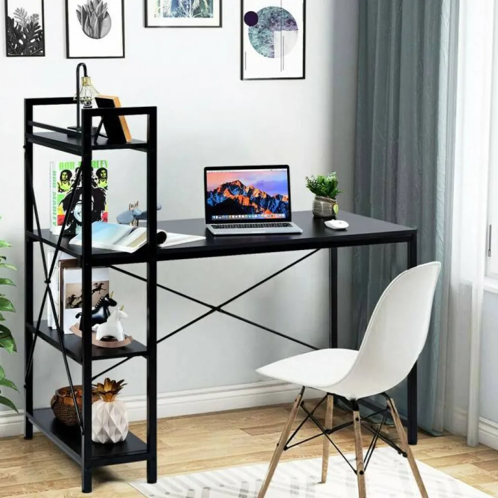 47.5 Inch Writing Study Computer Desk with 4-Tier Shelves