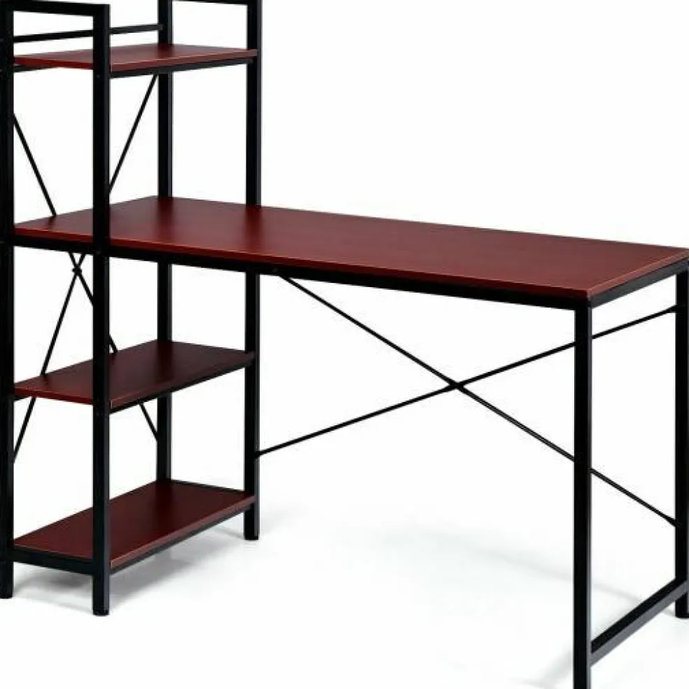 47.5 Inch Writing Study Computer Desk with 4-Tier Shelves