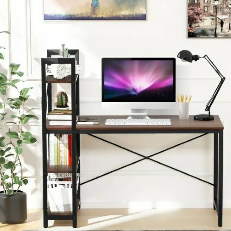 47.5 Inch Writing Study Computer Desk with 4-Tier Shelves