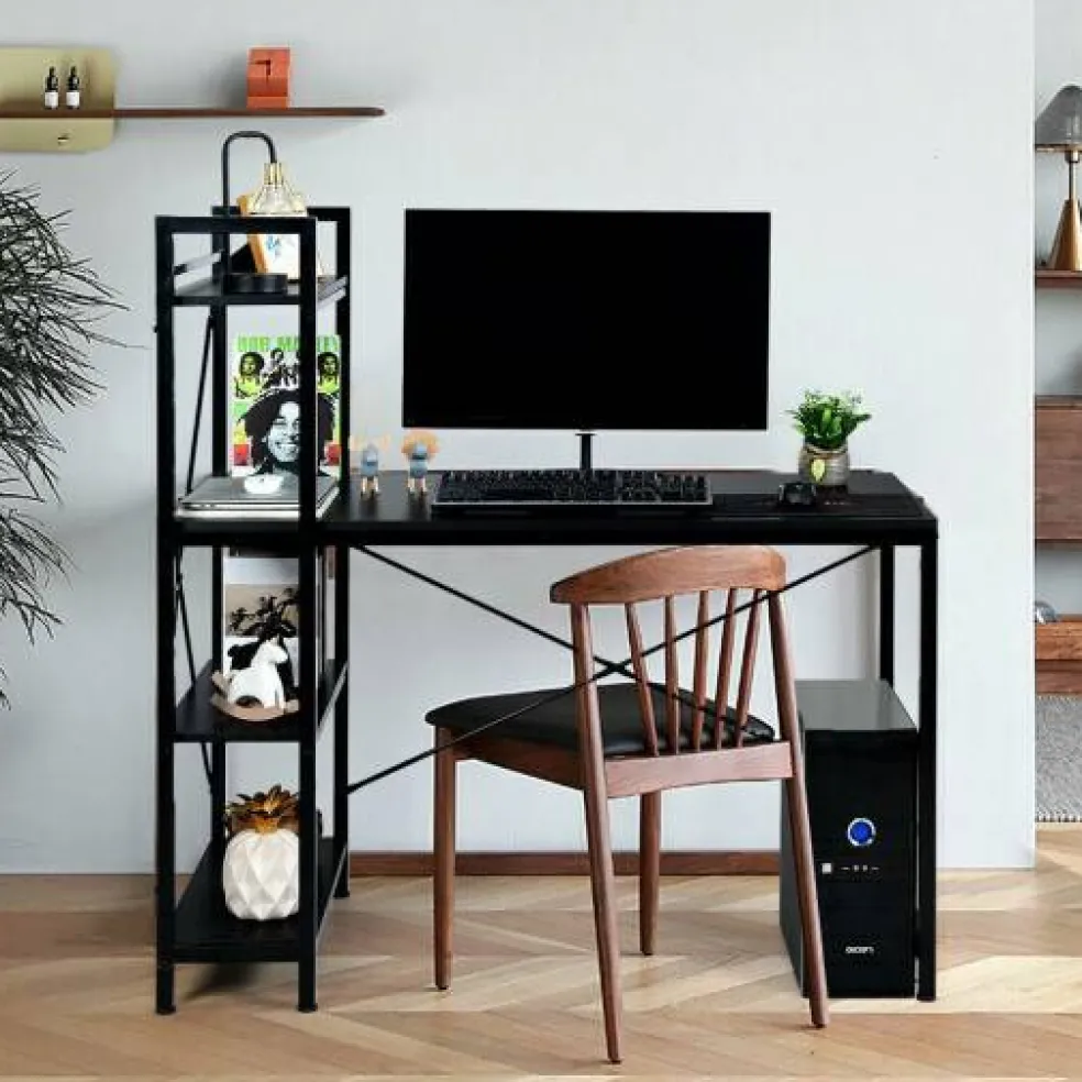 47.5 Inch Writing Study Computer Desk with 4-Tier Shelves