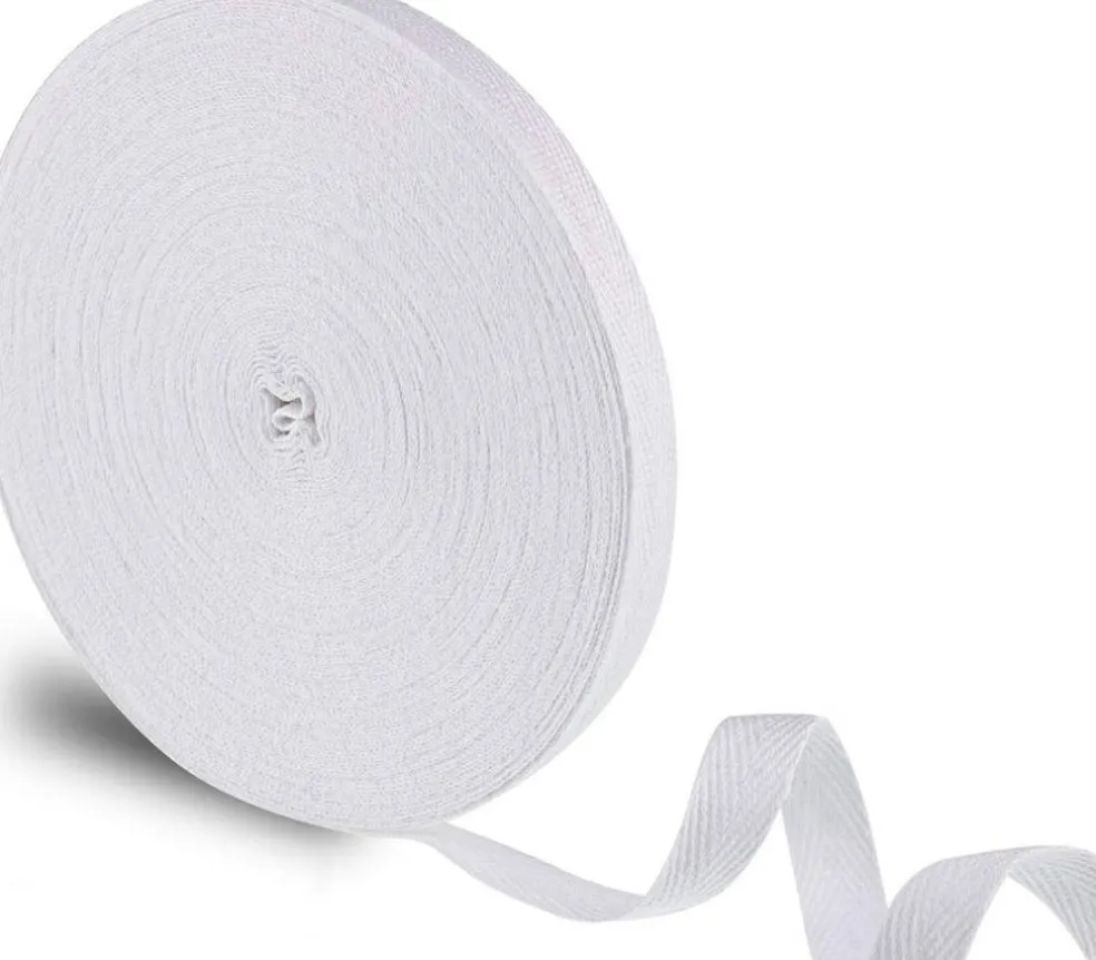 1/2 Inch x 25 Yards 100% Cotton Twill Tape Natural Herringbone Ribbon for Sewing, Casing, Crafting, and Gift Wrapping