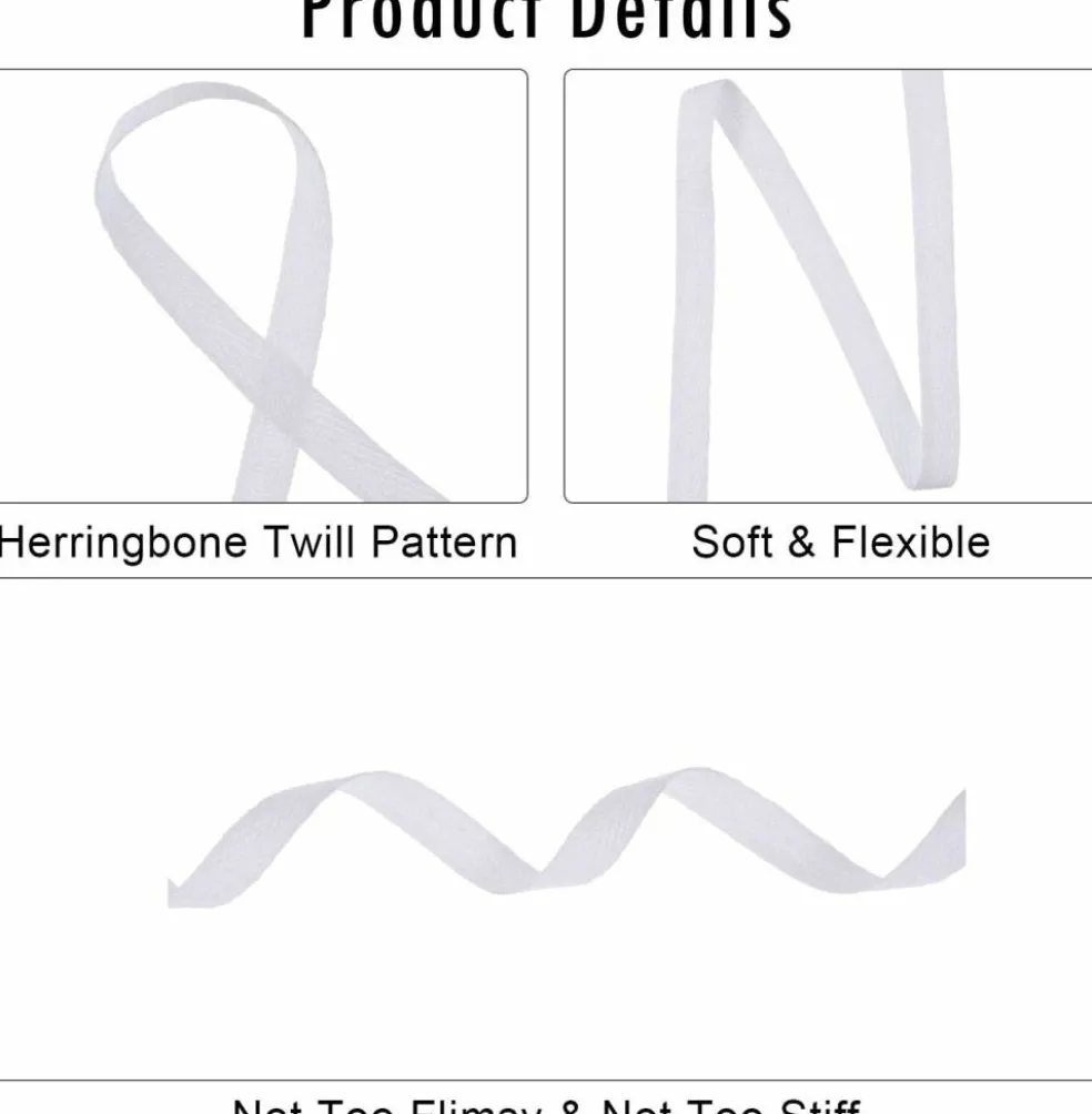 1/2 Inch x 25 Yards 100% Cotton Twill Tape Natural Herringbone Ribbon for Sewing, Casing, Crafting, and Gift Wrapping