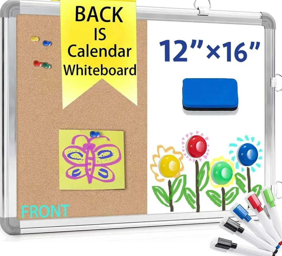 3-in-1 Combination Magnetic Calendar Whiteboard & Corkboard