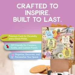 Incraftables Cork Board Tiles, 5Pc 12X12 Self-adhesive Cork Squares for Walls, Offices, Schools & Learning Centers. Ideal for Makers, Teachers, Beginners, Parties & Gifts. Arts and Crafts Supplies