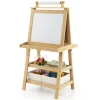 3-in-1 Double-Sided Storage Art Easel-Natural