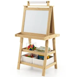 3-in-1 Double-Sided Storage Art Easel-Natural